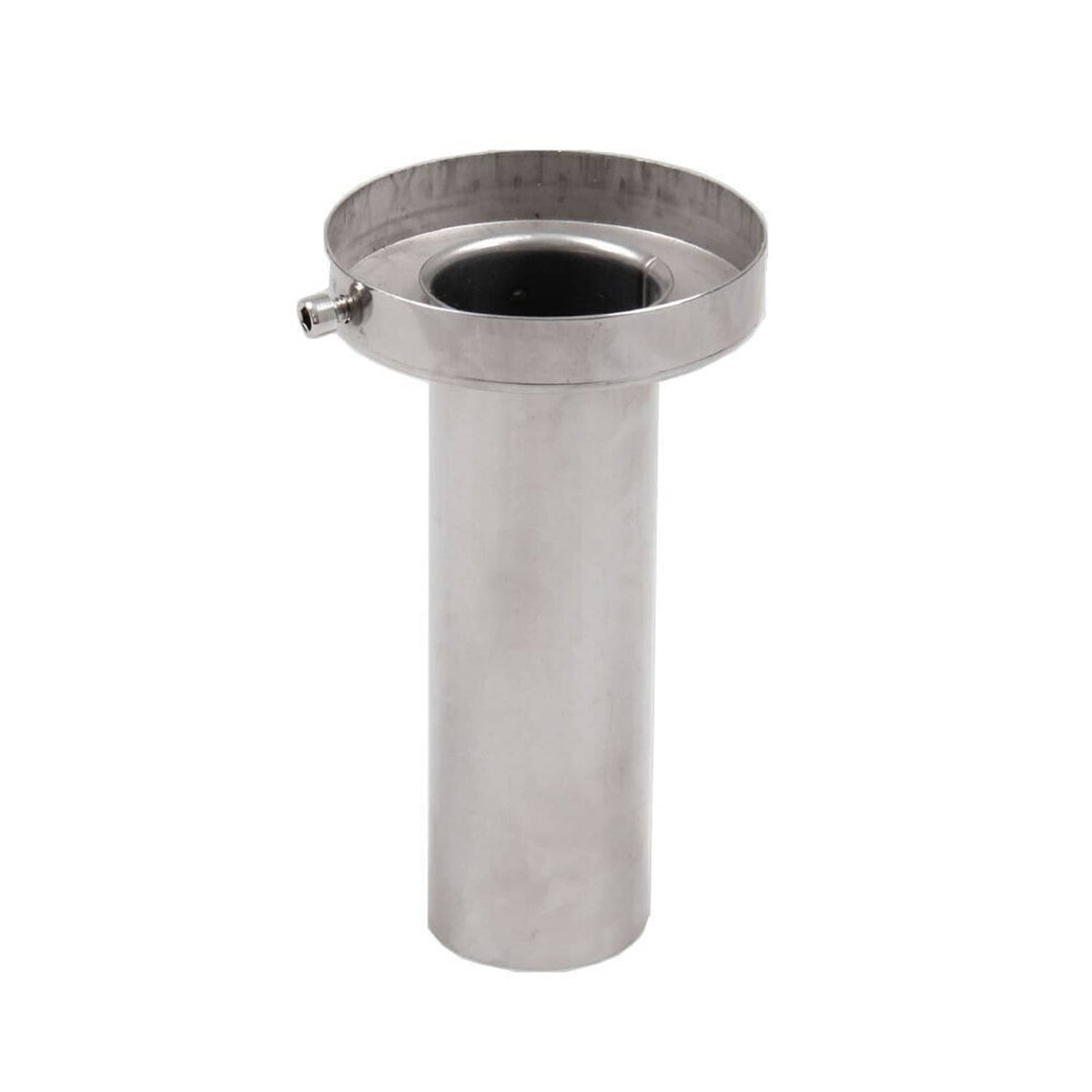 Stainless steel exhaust silencer insert with round collar and outlet opening