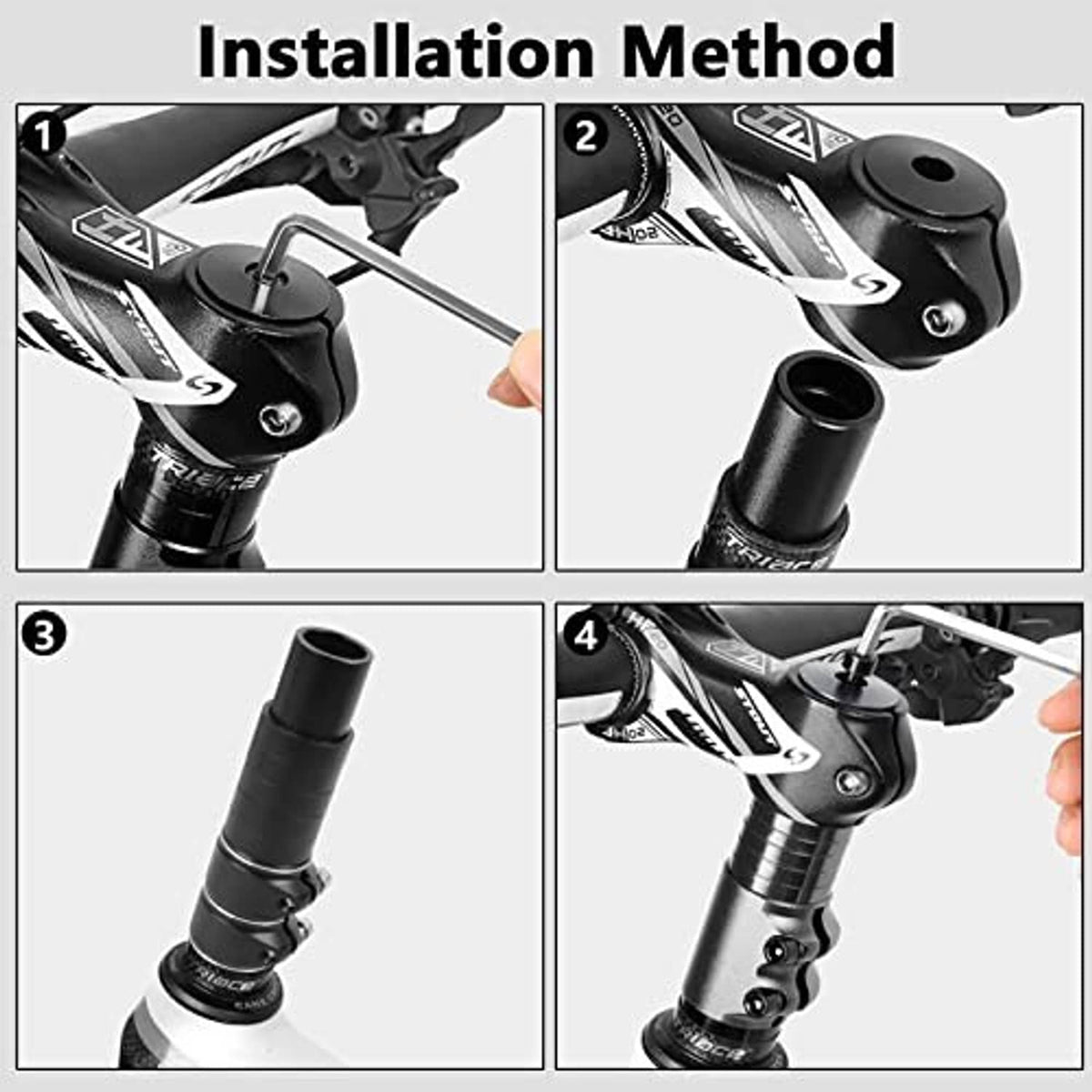 Handlebar heightening device with mounted extender tube and clamp screws