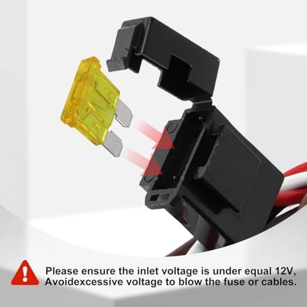 Inline fuse holder with relay connectors for 12V electric fan thermostat wiring