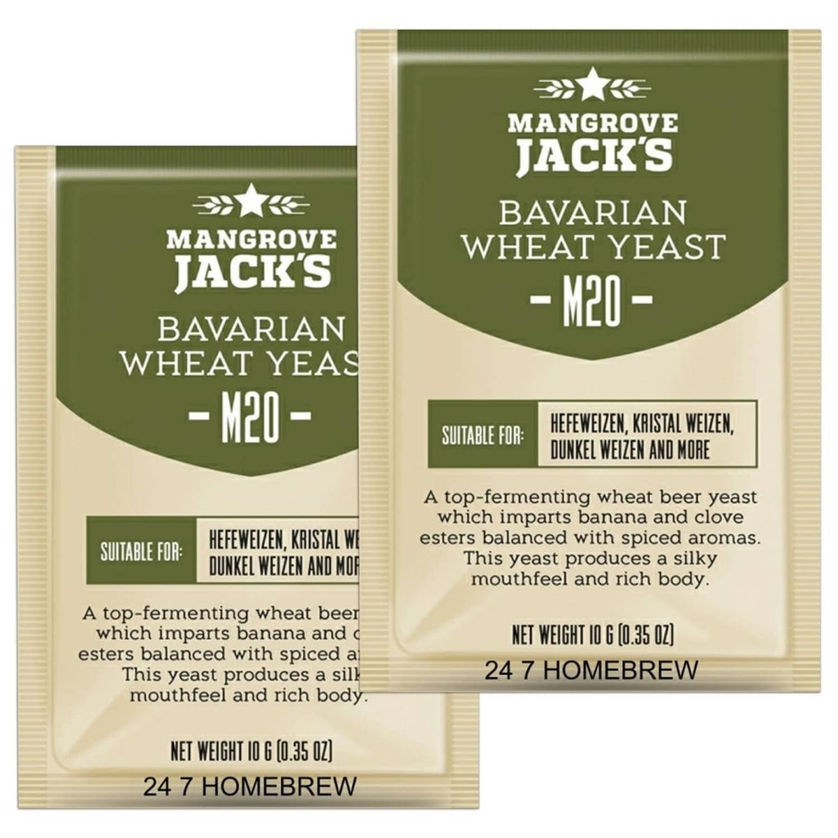 Mangrove Jack's Bavarian wheat yeast pack (2 count), M20, homebrewing sachets