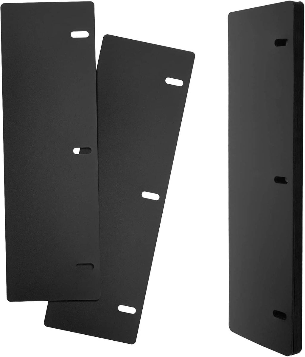 Three black plastic sheet lifter binder plates with built-in slots and hole openings