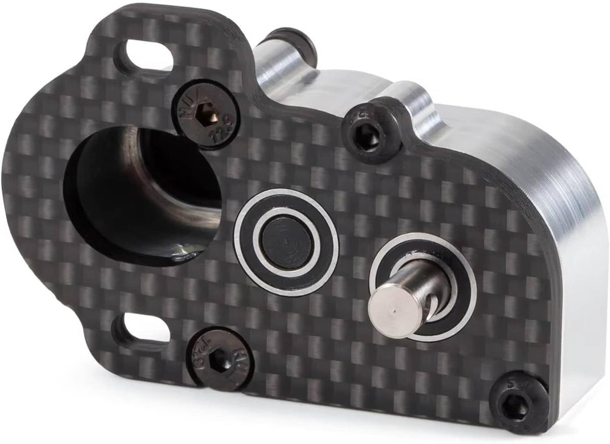 Ultralight tiny gearbox with carbon fiber casing and metal bearing housings
