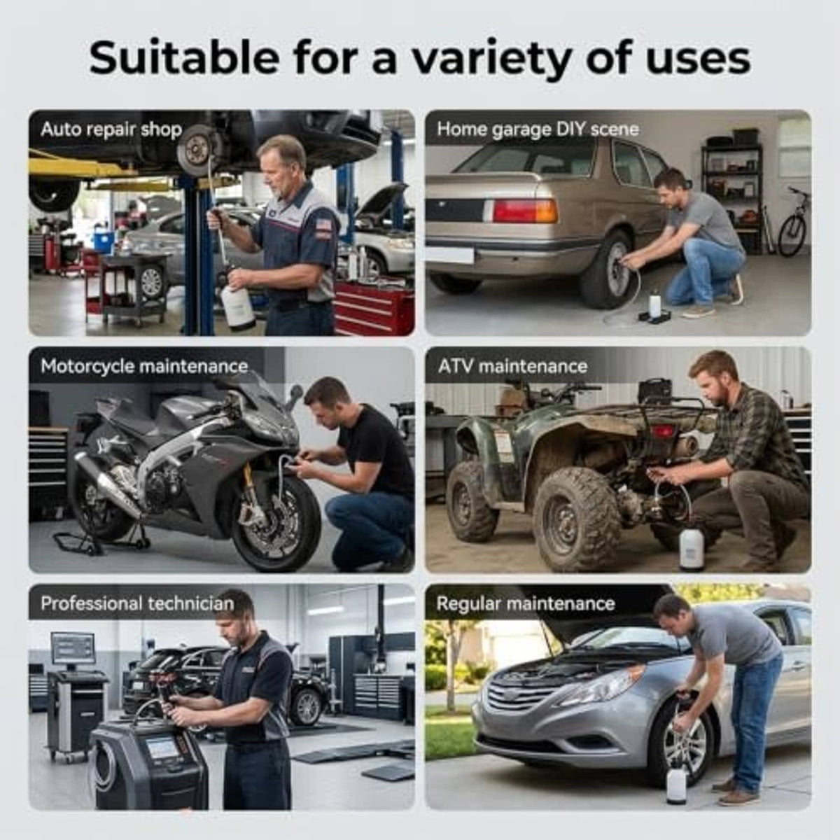 Brake bleeder kit shown in auto and motorcycle maintenance settings