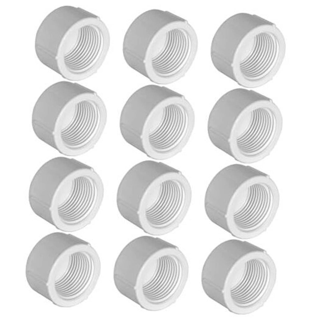PVC female end cap plug with internal threaded opening, 1/2 in size