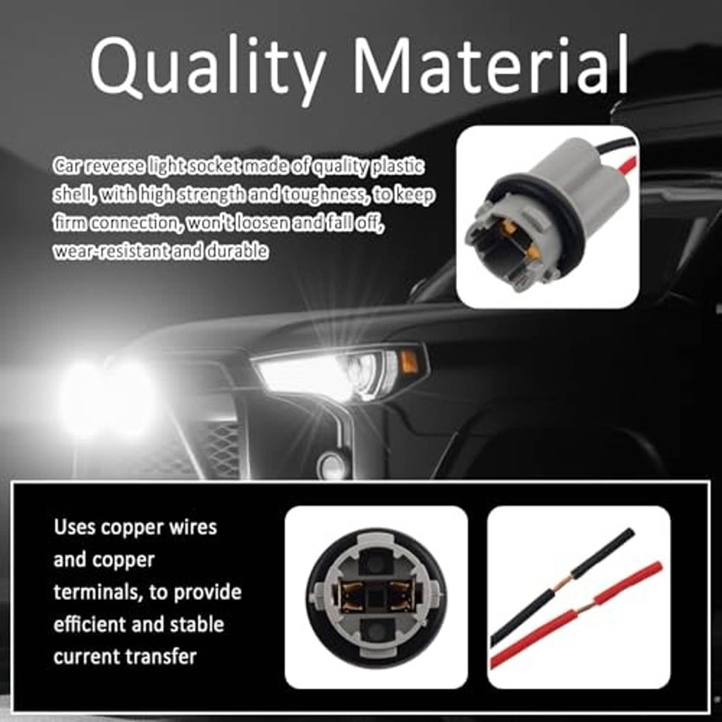 T15 bulb socket pigtail with gray housing, visible orange contacts, and red/black wires