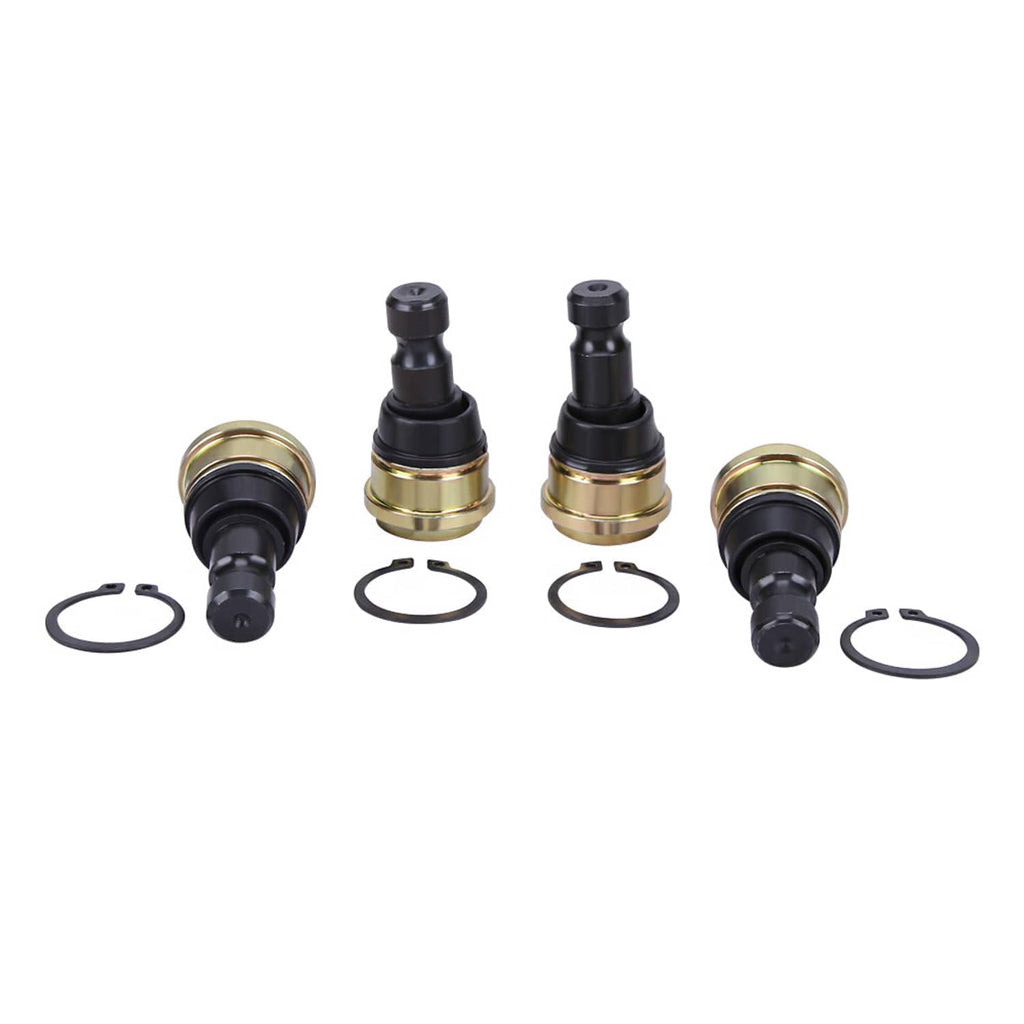 4-pack ball joint assemblies with black boots, gold sleeves, and round rubber seals