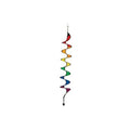 Rainbow spiral hanging wind spinner with colorful zigzag vanes and black bead