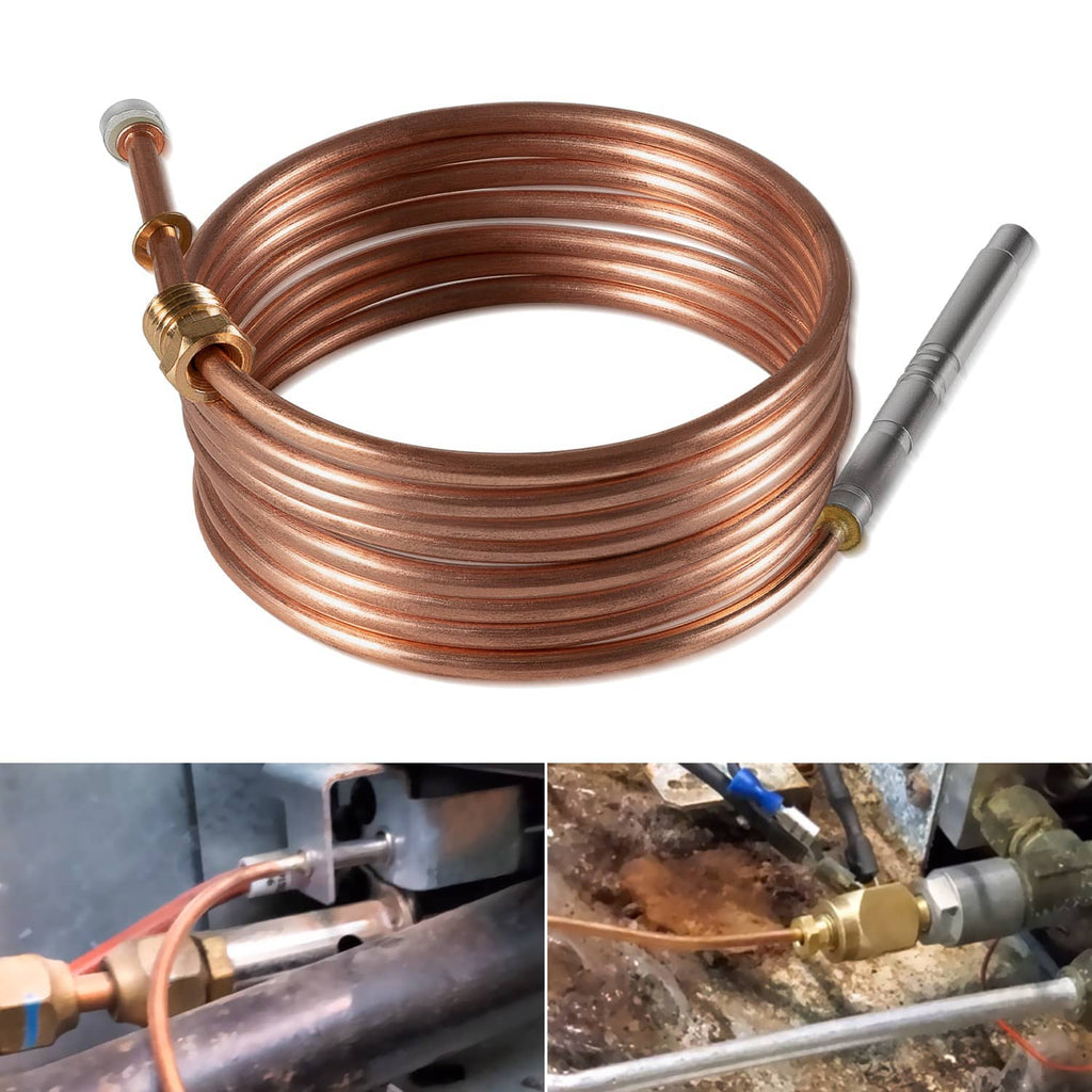 Copper-brown thermocouple coil with brass connectors and gray probe, replacement part