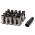 Chrome extended steel lug nuts set of 20 with knurled tops, open-end style