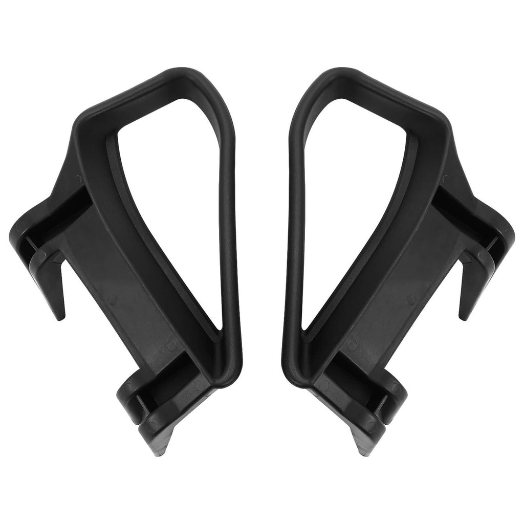 Set of two black plastic armrest/handle brackets with curved supports