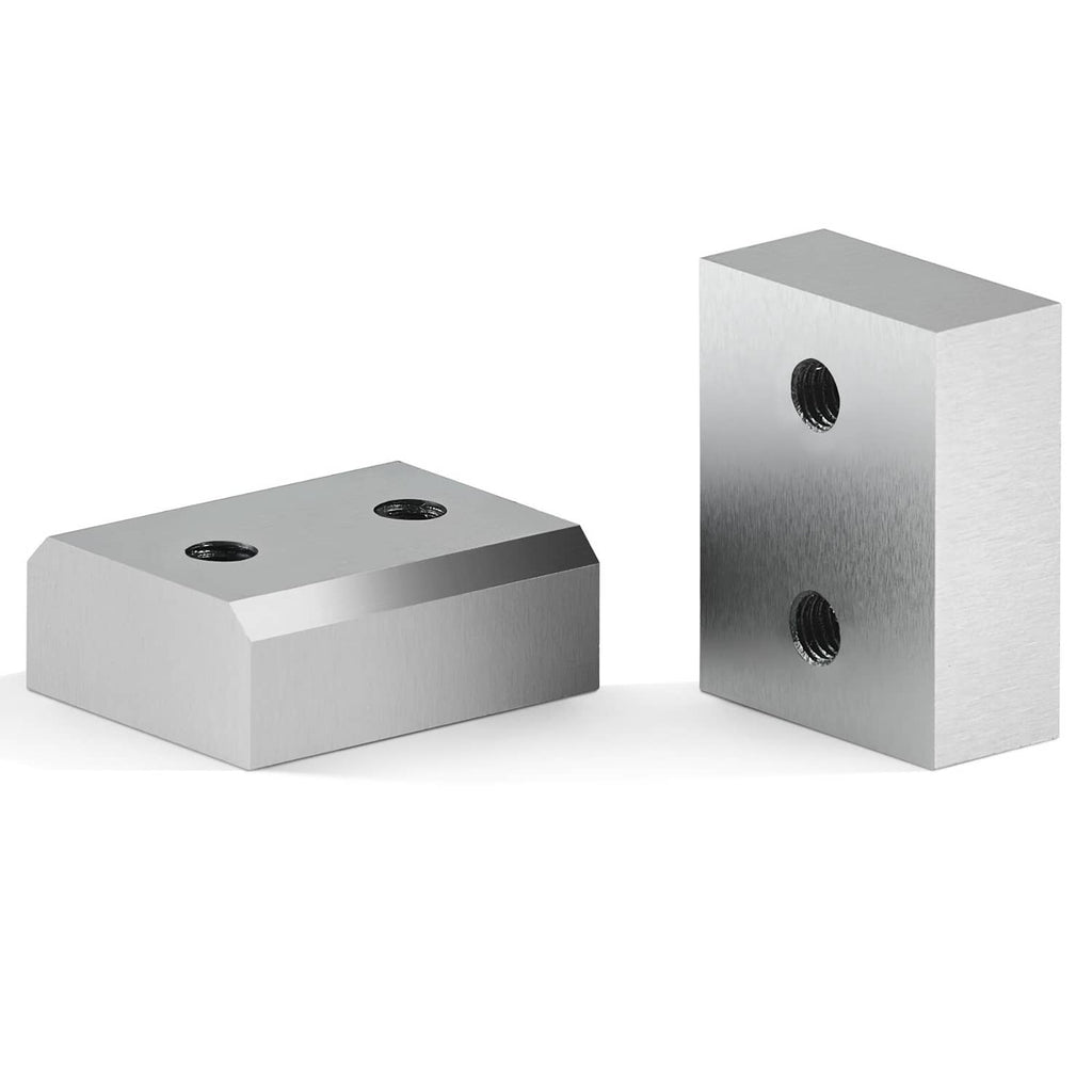 Electric rebar cutter blade jaw replacement blocks with threaded holes, metal