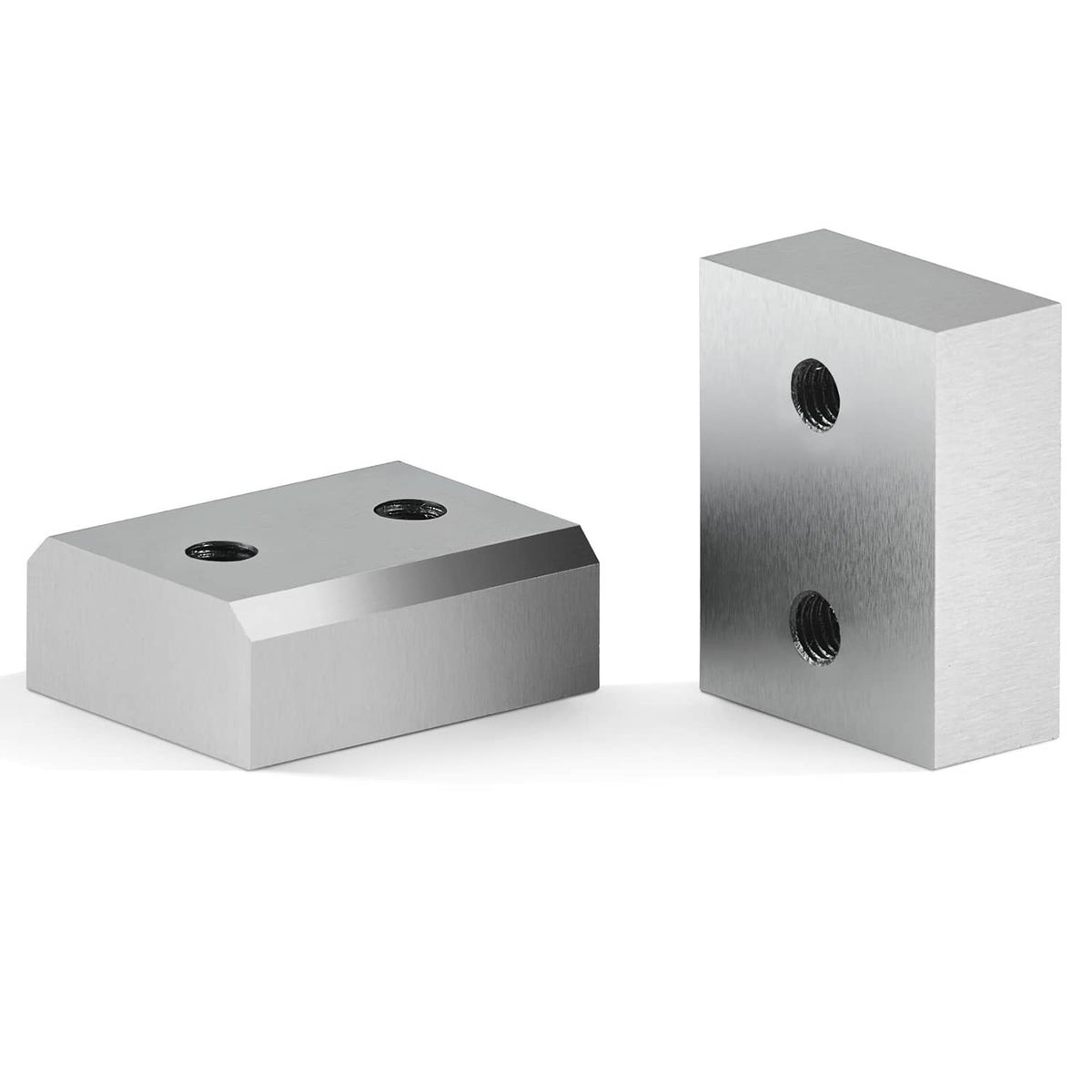 Electric rebar cutter blade jaw replacement blocks with threaded holes, metal