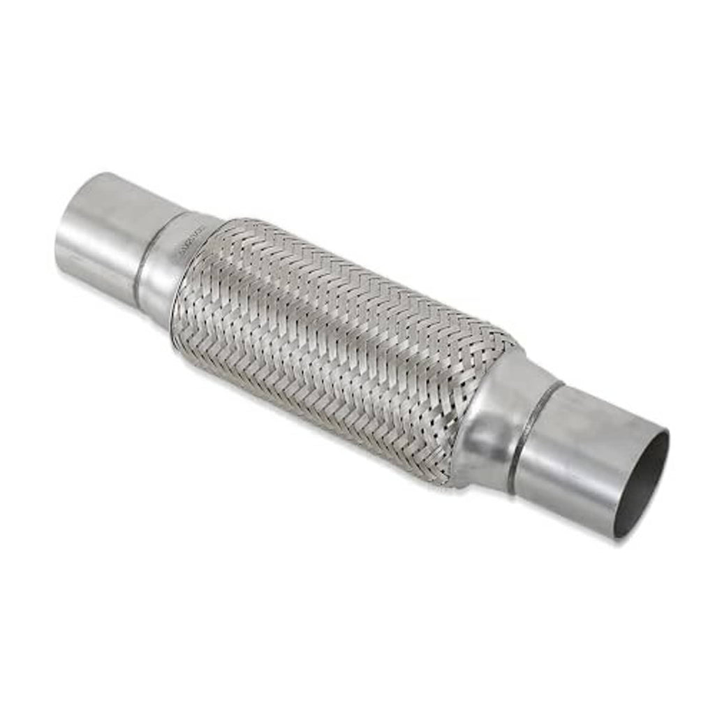 Universal stainless steel exhaust flex pipe with woven mesh and flared end ends