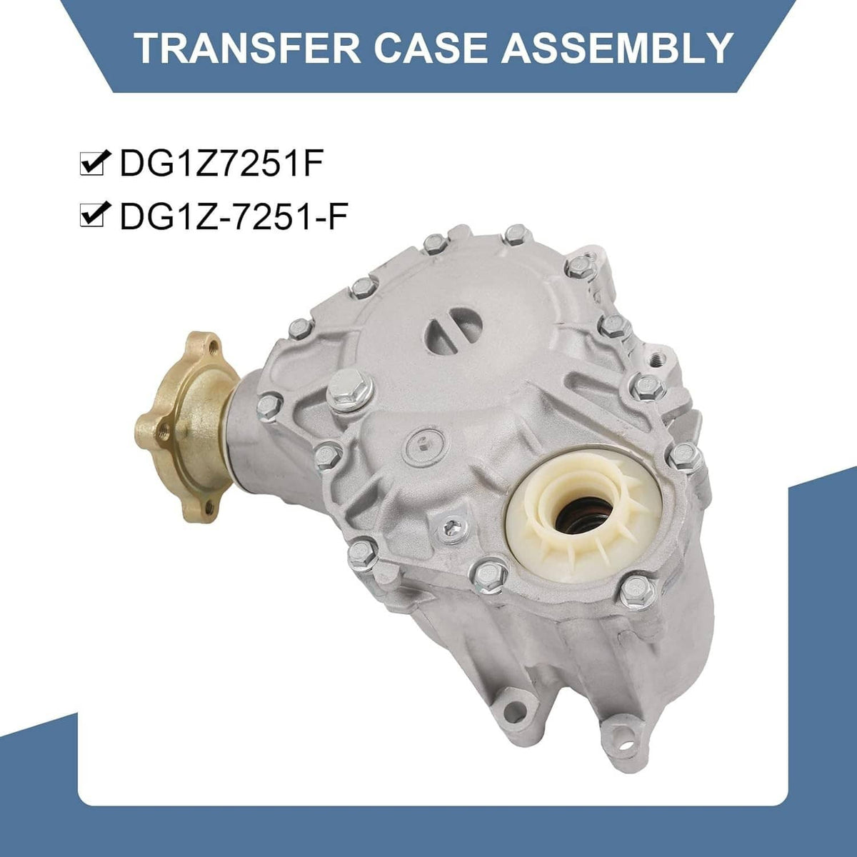 Transfer case assembly, silver case with gold flange and yellow plastic shift motor cap
