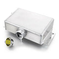 Aluminum radiator coolant overflow reservoir tank with mounting brackets and filler cap