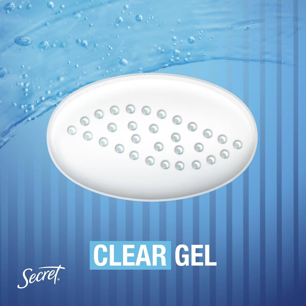 Secret Outlast clear gel antiperspirant deodorant droplet design under clear gel label