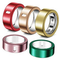 Set of four Oura ring anti-scratch covers: red, gold, green, and rose-gold metal