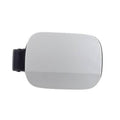 Gray fuel gas tank door cover with black hinge bracket and latch tab