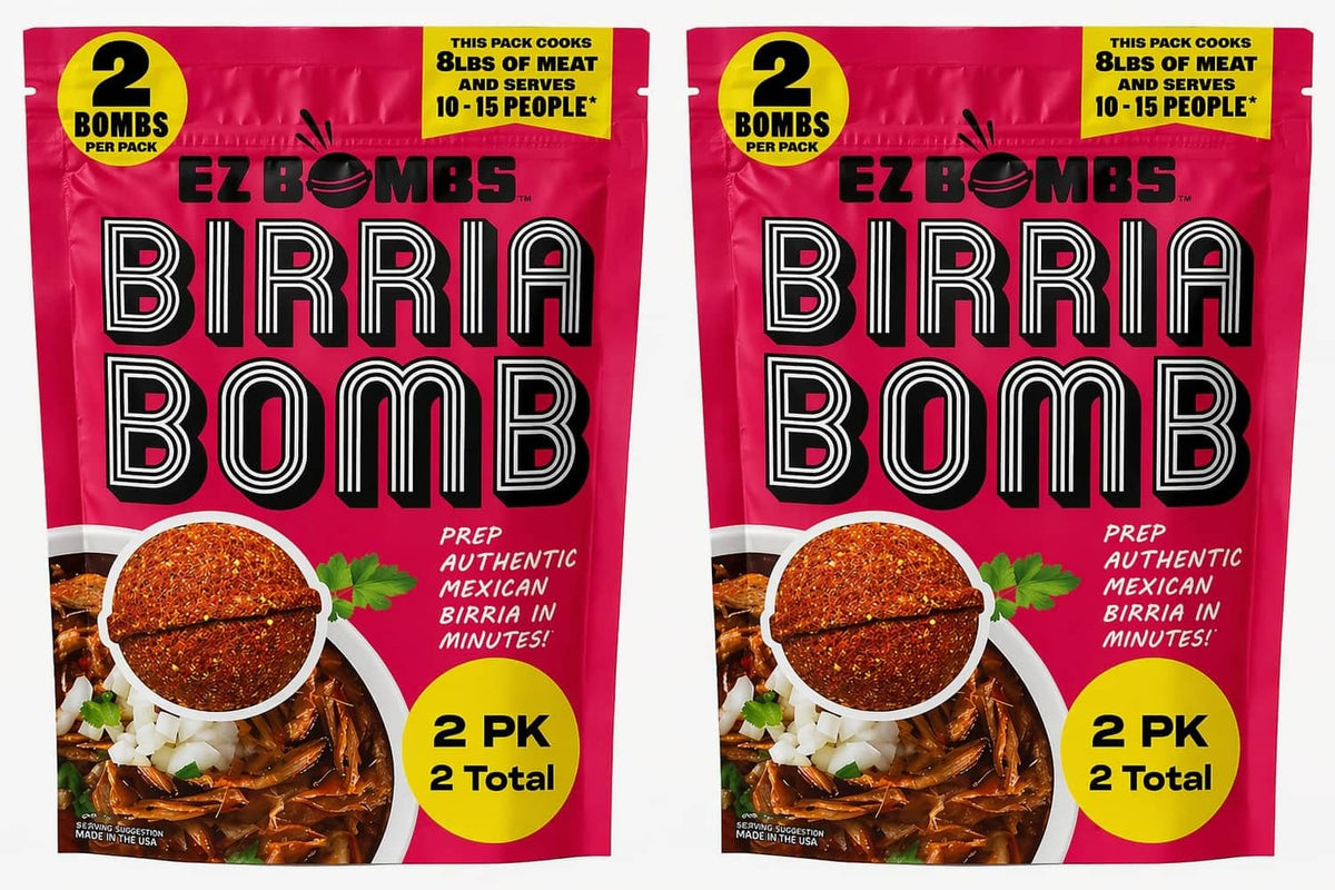 EZ Bombs Birria Bomb seasoning pack, red bag with spice blend circle photo