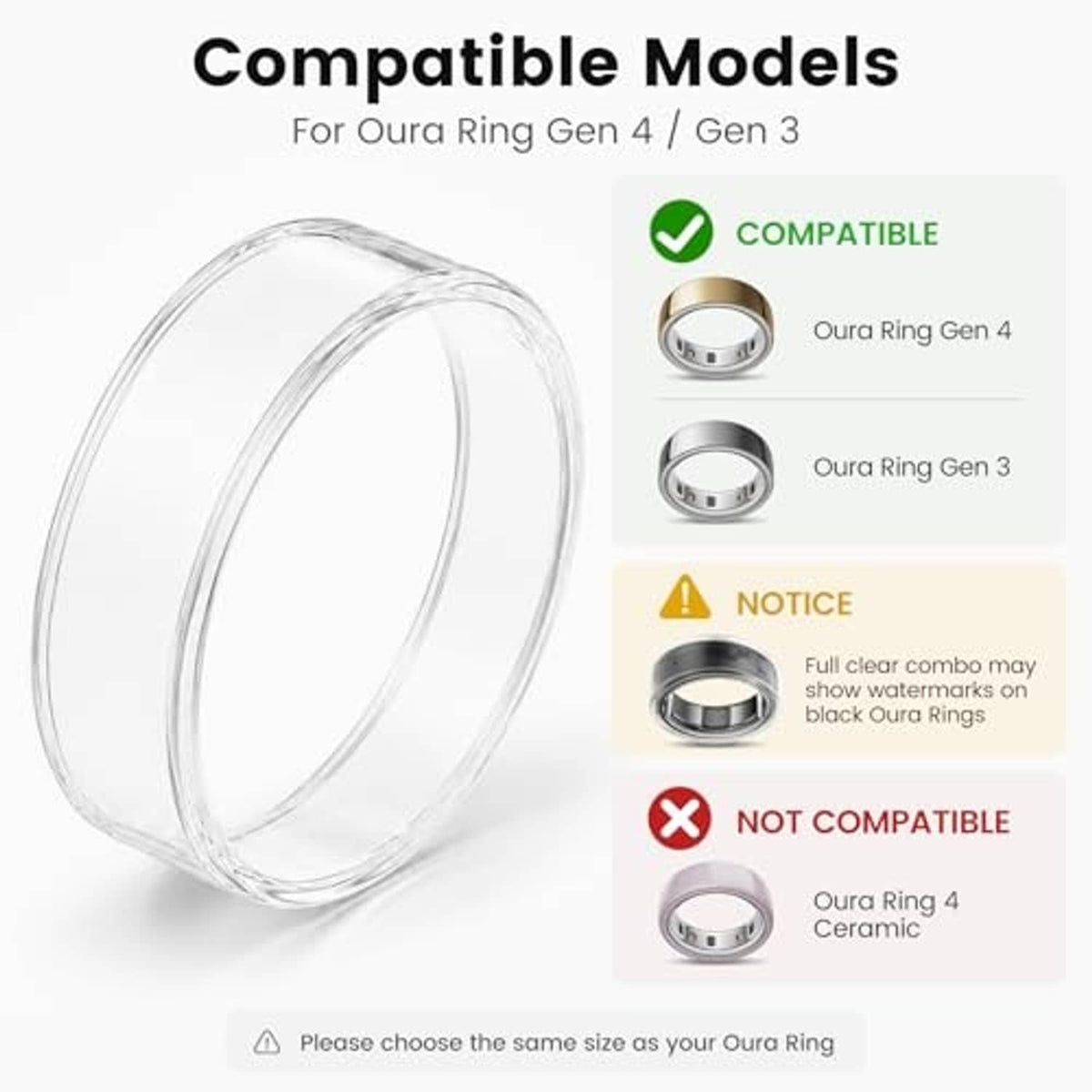 Clear TPU ring cover loop with metal-colored ring frame
