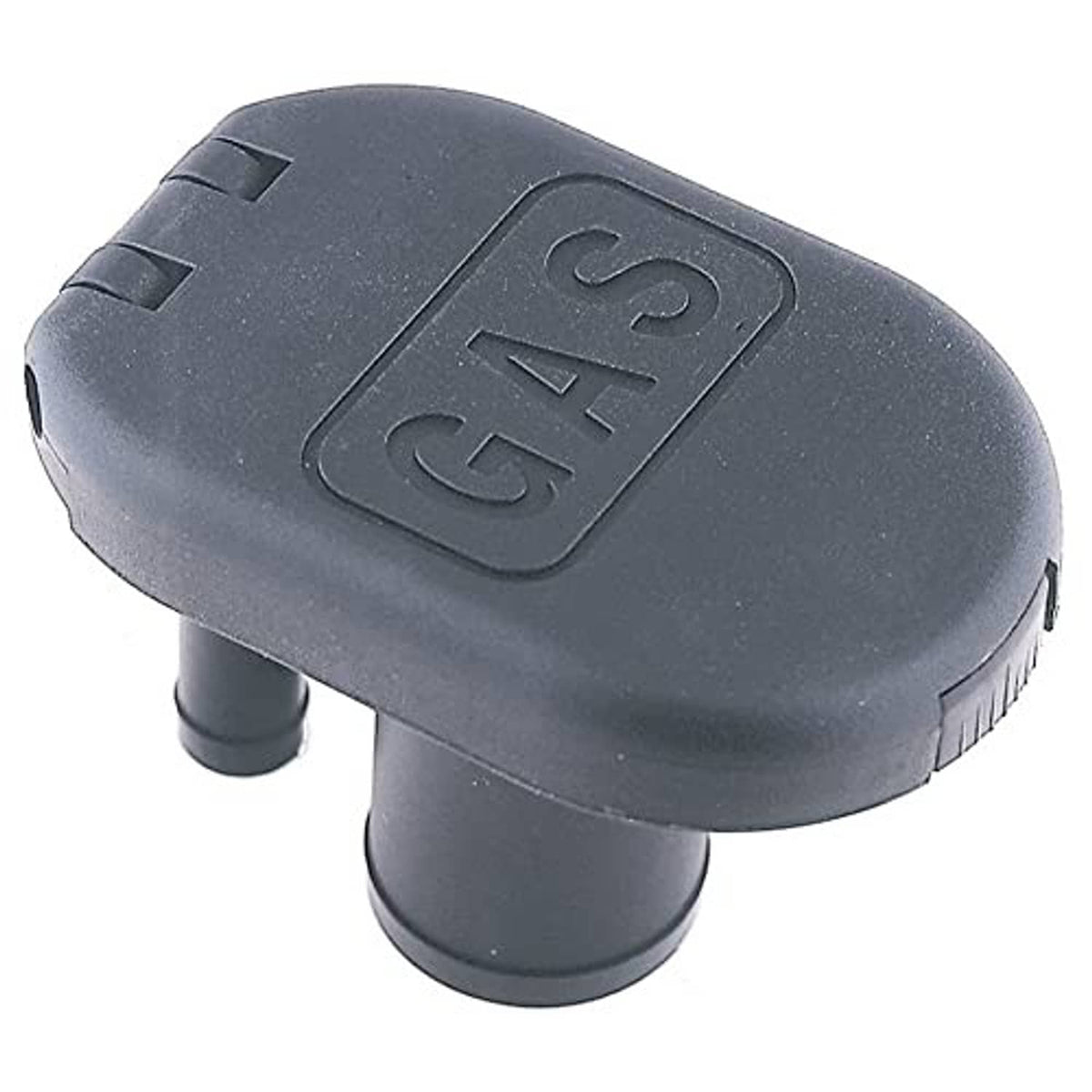 Perko black vented fuel fill cap with embossed logo and two inlet nozzles
