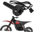 Black quick-twist motorcycle throttle handle with cable and electrical connector