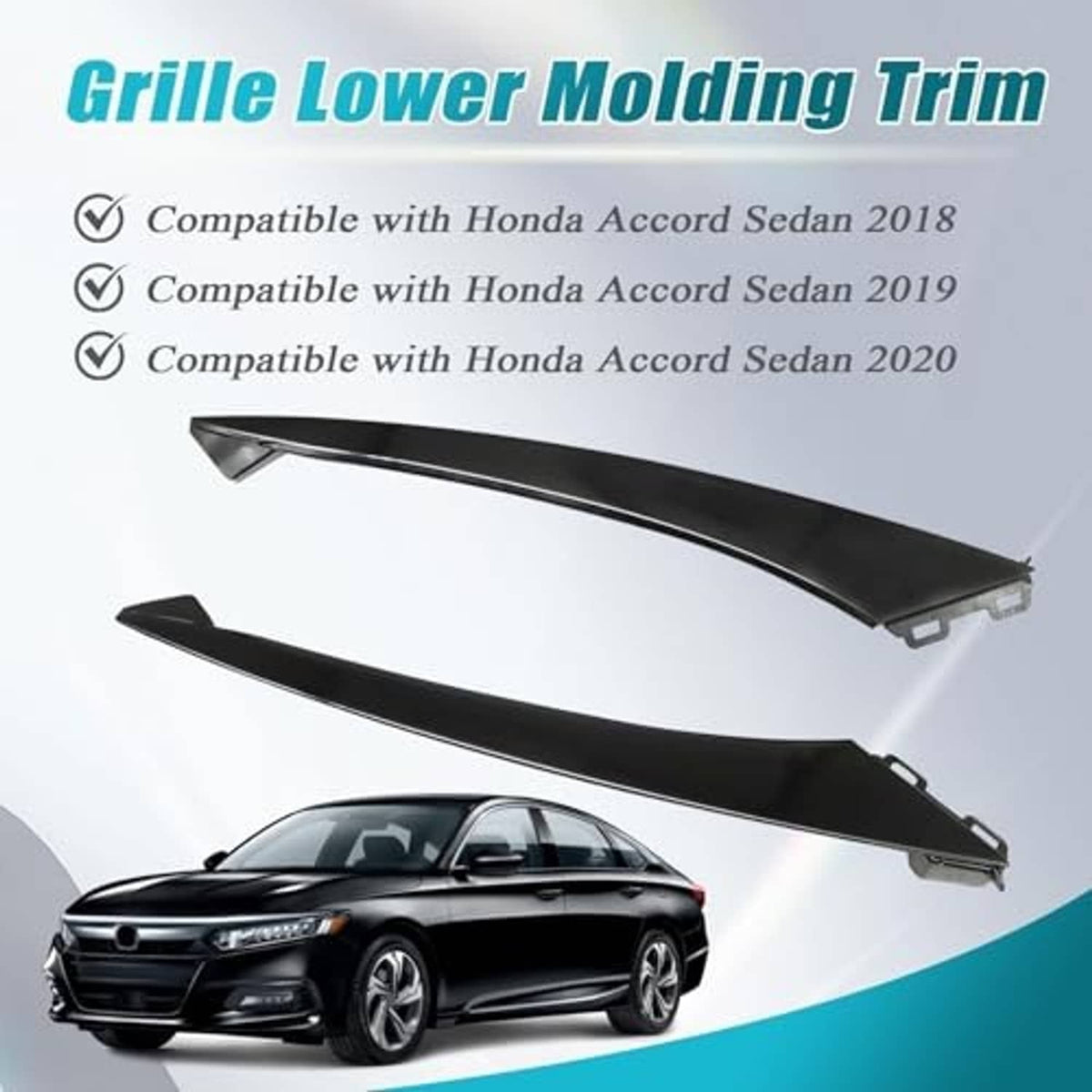 Black grille lower molding trim bars for driver and passenger side