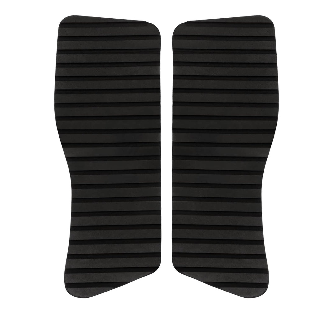 Traction mat foot pads, black ribbed pair with oval corner cutouts