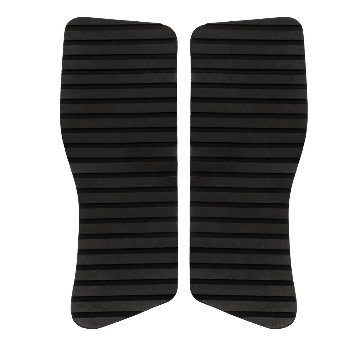 Traction mat foot pads, black ribbed pair with oval corner cutouts