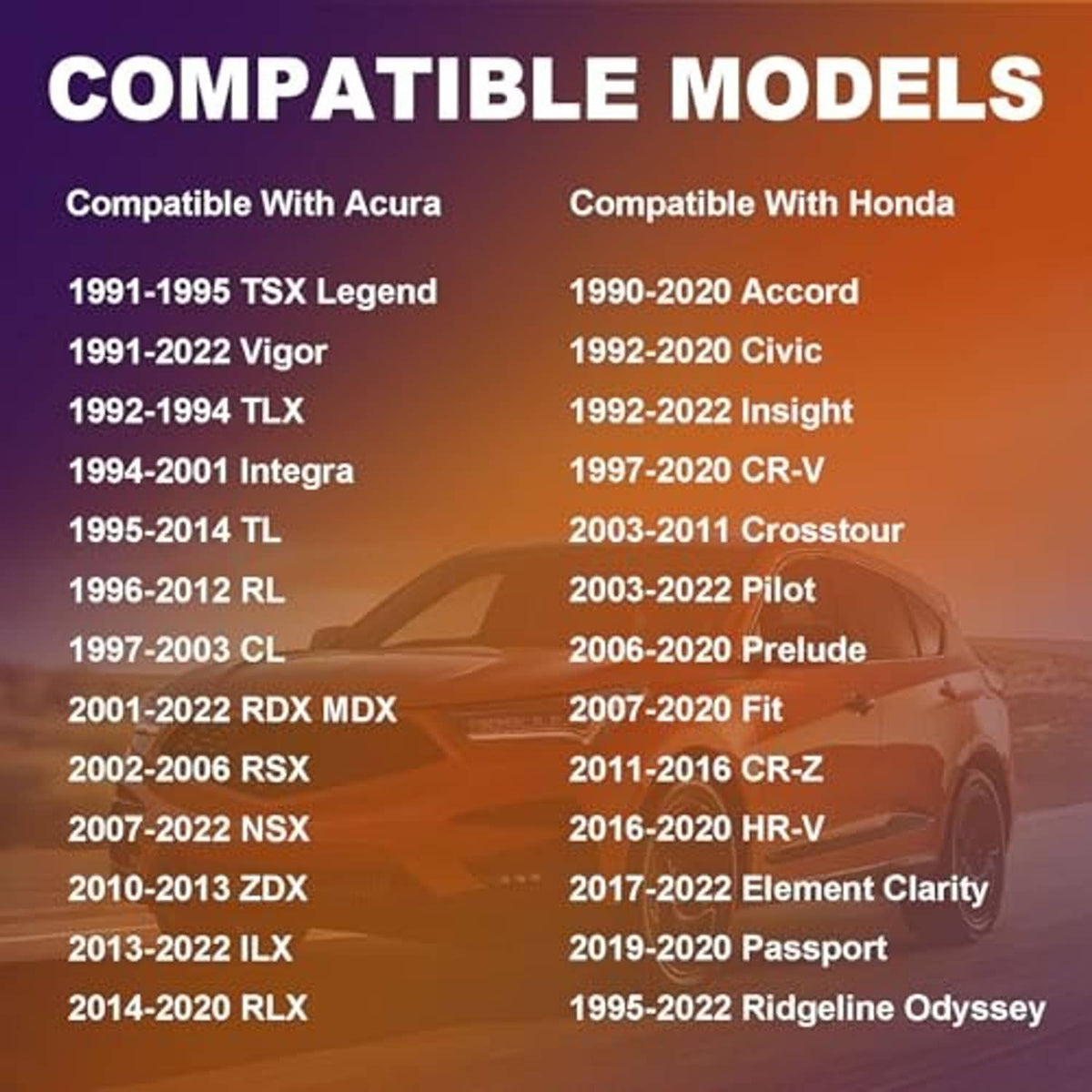 Crush washer compatibility chart graphic with model list text