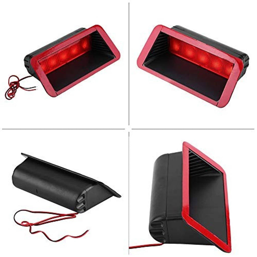 Red third brake light unit with black housing and red wire pigtail, multiple angles