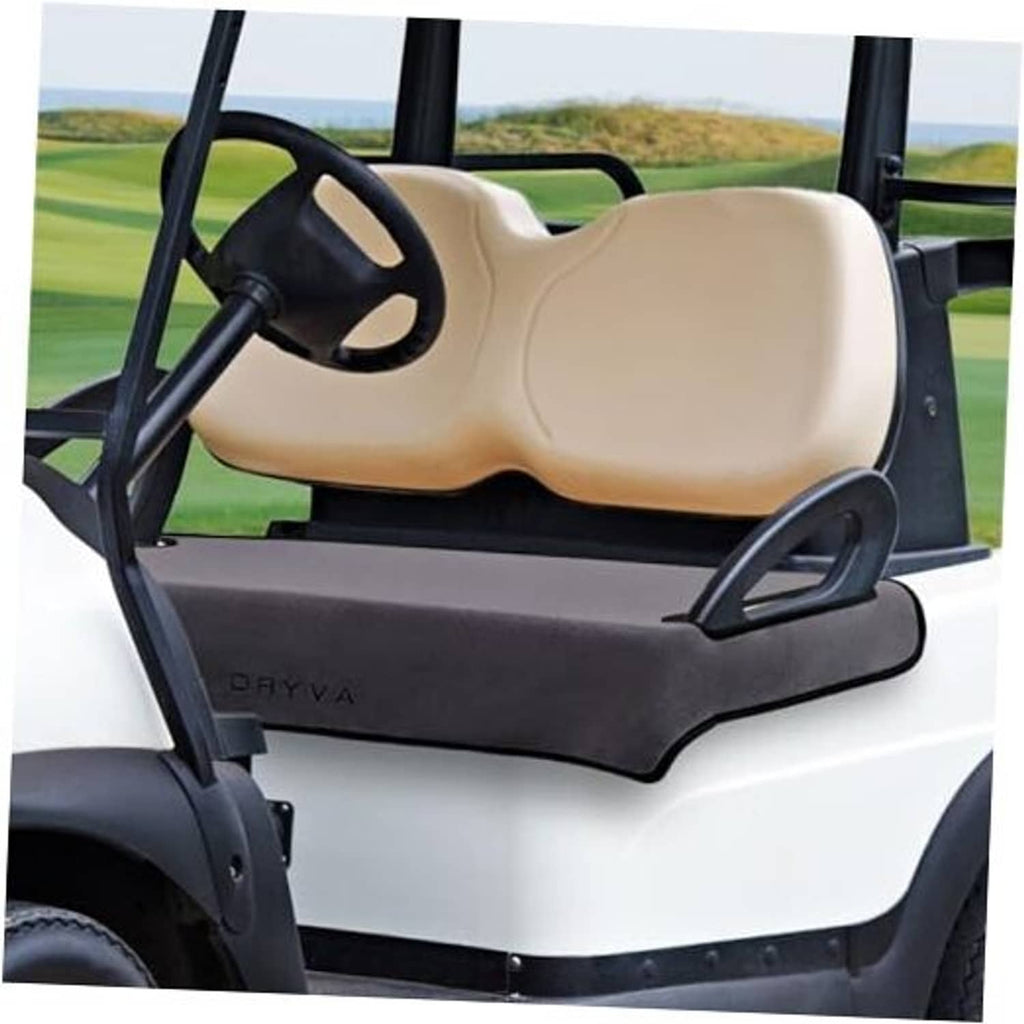 Waterproof golf cart seat cover: beige cushion top with dark gray protective sides