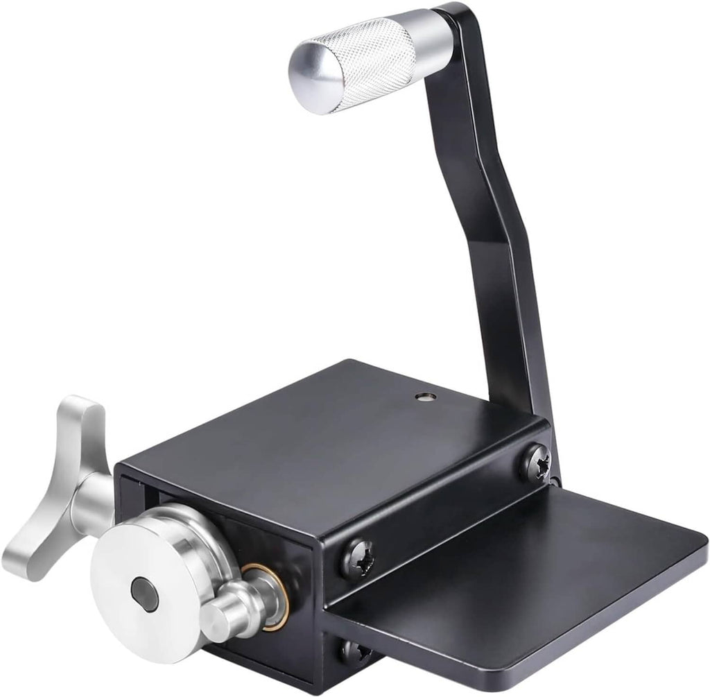 Pipe bead roller tool with black base, silver roller wheel, and tall lever