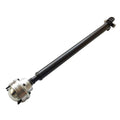 Front drive shaft with flange yoke end and black steel tube body.