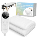 Massage table warmer pad with white cover and black digital controller