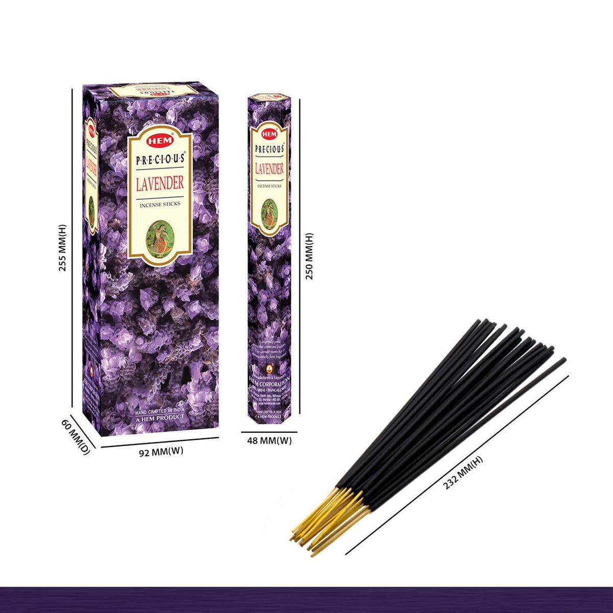 Lavender incense sticks box set with loose black sticks and slim pack