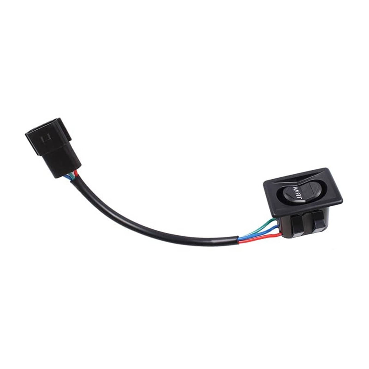 Black cable assembly with two plastic plugs and multicolor wire connections