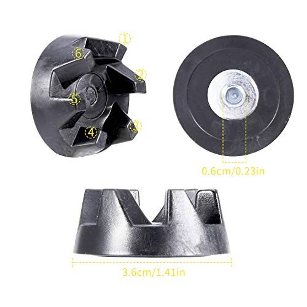 Black drive coupling disk set, showing center hub and labeled dimensions