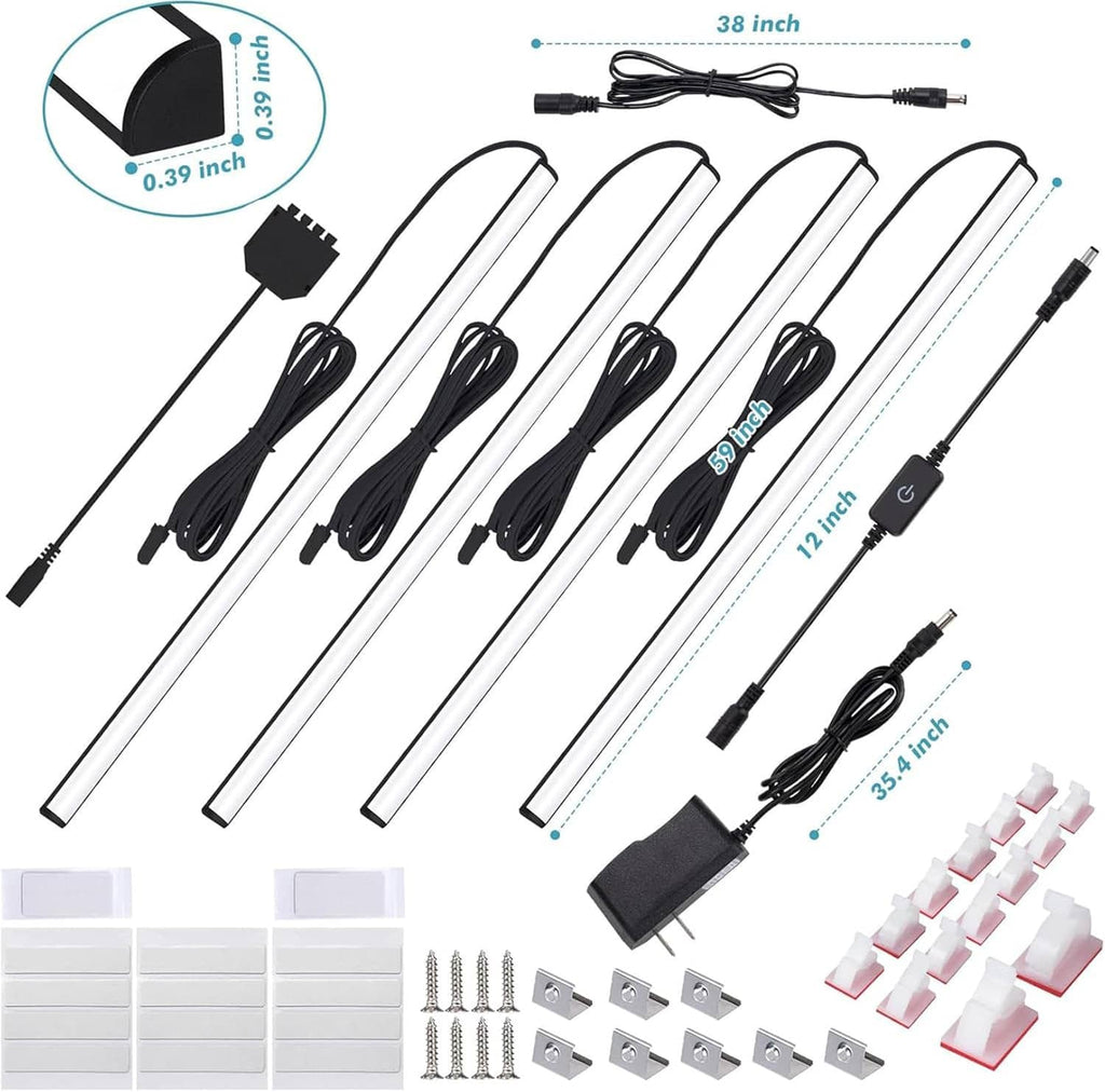 LED light connection method diagram with mounting accessories and cables