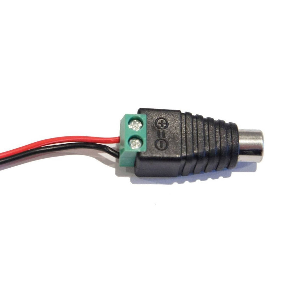 Liimevvon black RCA male audio connector with green screw terminal and wires
