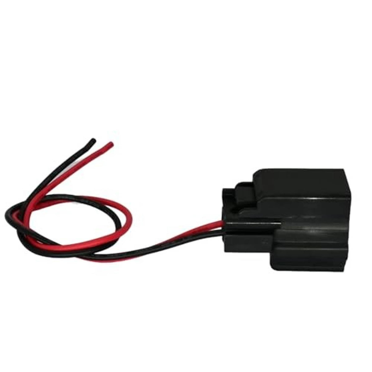 Electronic throttle body connector with black plug and red/black wires, side view