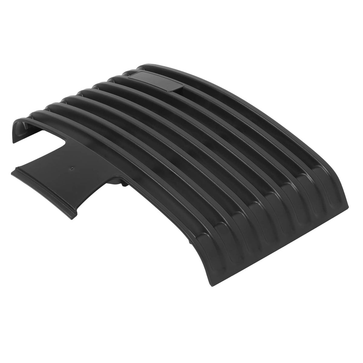 Front grille insert with curved horizontal slats, dark plastic with side mounting tabs