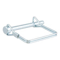 Zinc-plated trailer coupler latch pin with wire retainer clip and long shank