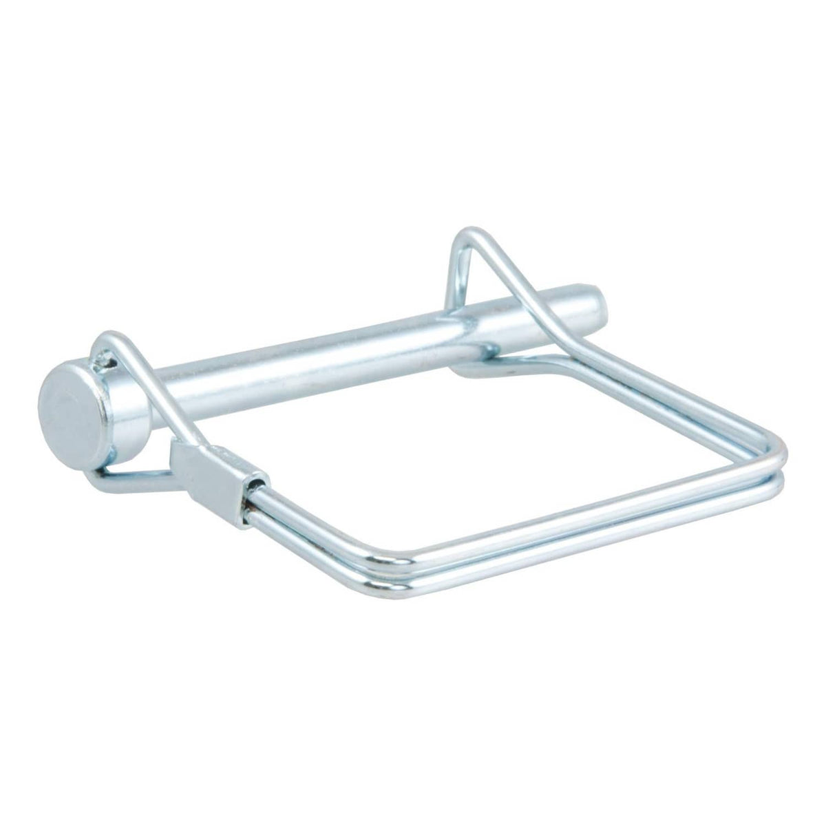 Zinc-plated trailer coupler latch pin with wire retainer clip and long shank