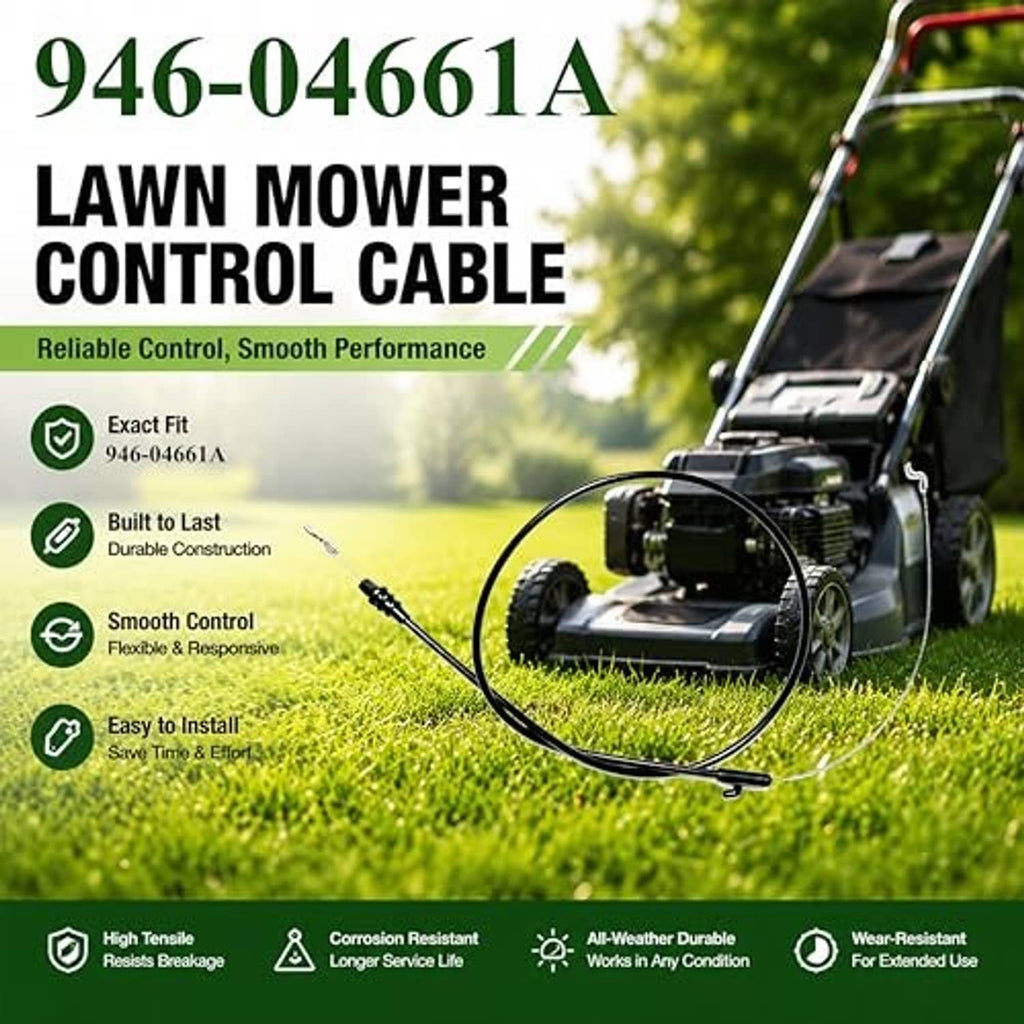 Lawn mower control cable kit shown with mower handle and cable routing.