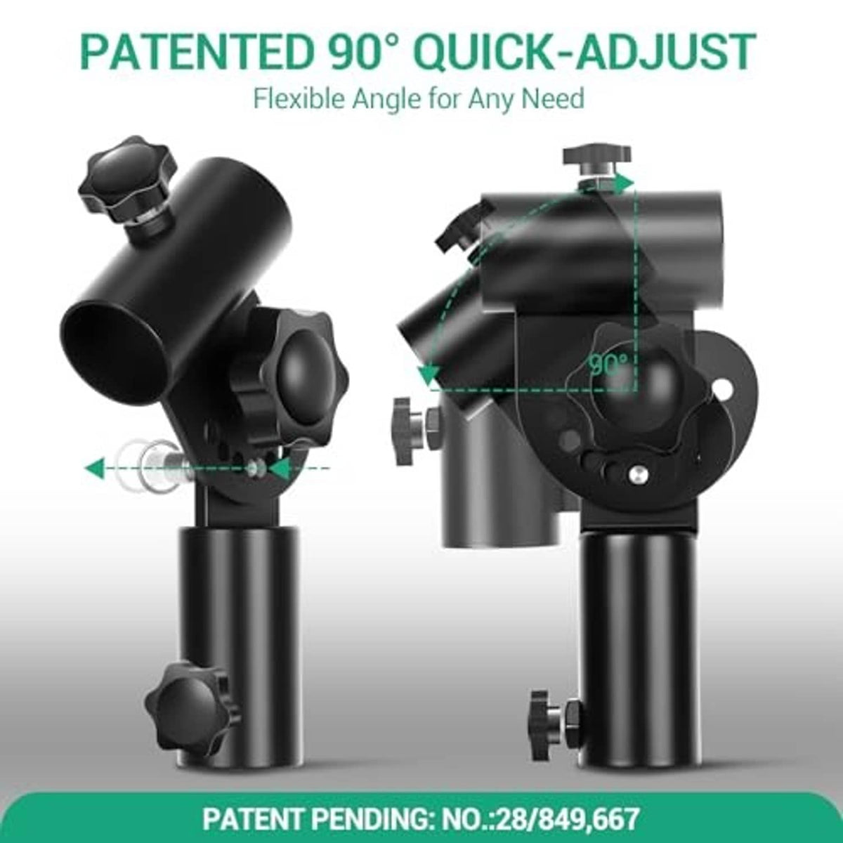 90-degree adjustable black flag pole connector with dual mounting angles