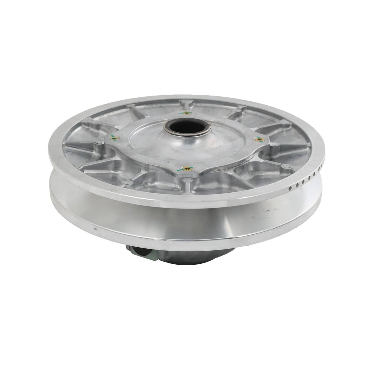 Secondary driven clutch sheave, silver metal with outer lip detail and center bore