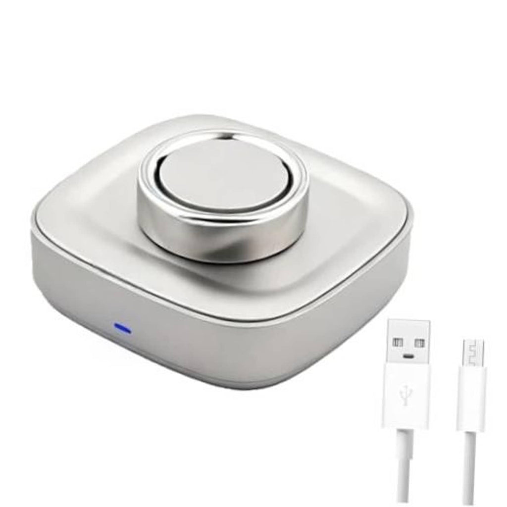 White smart ring charging dock with metal contact and blue status light, with charging cables