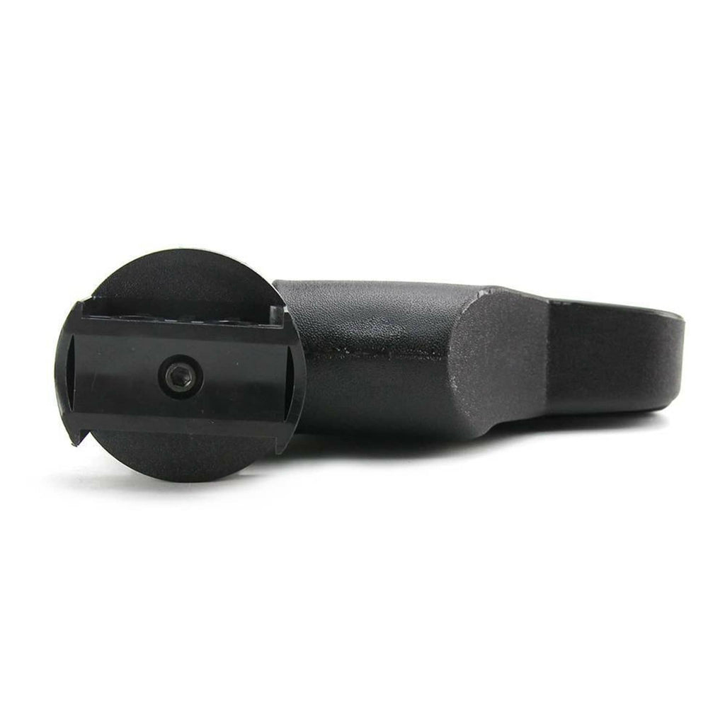 Clamp-on UTV side mirror with black round base and arm with textured cover