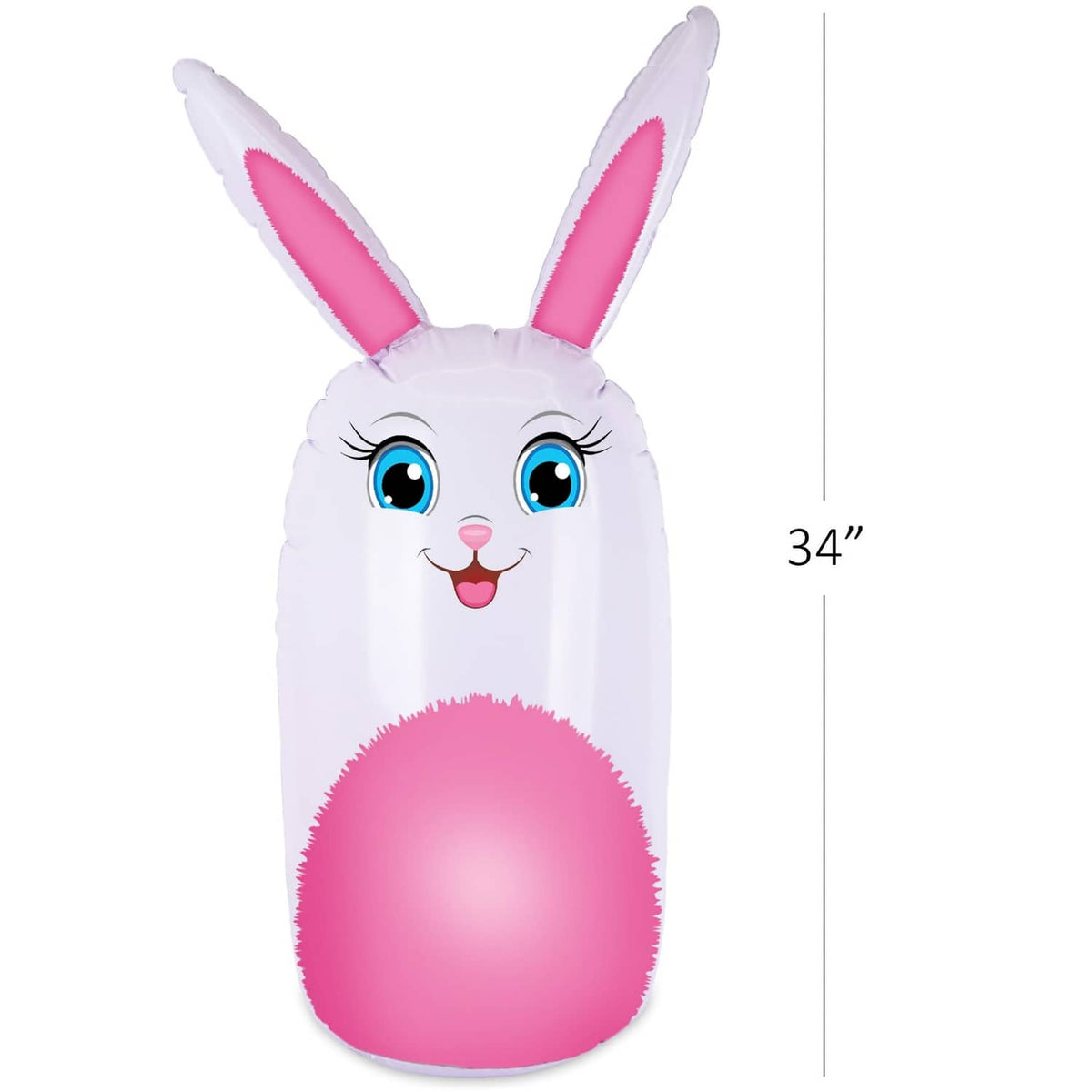 Inflatable bunny yard game with pink belly and upright ears, standalone